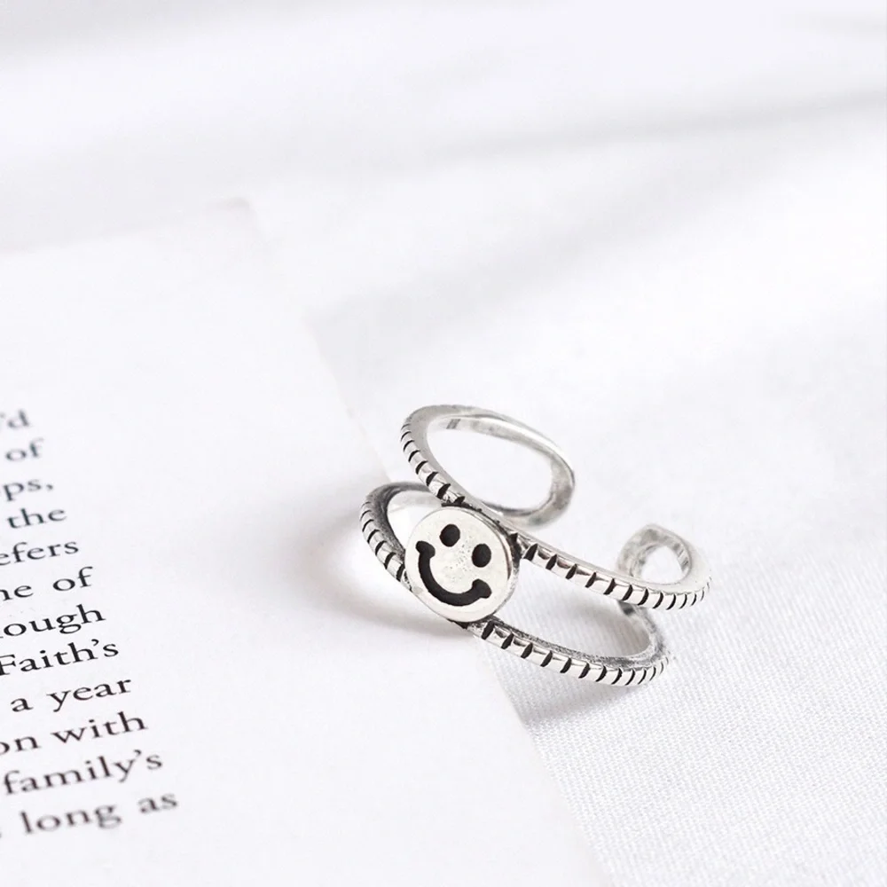 Smiley face ring. Happy face ring, smile face ring. Sterling silver ring